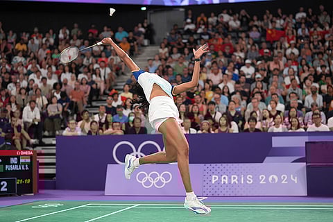 India's Pusarla V. Sindhu during women's singles badminton round of 16